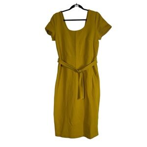 Boden Dress Tilly Ottoman Belted Short Sleeve Sheath Ribbed